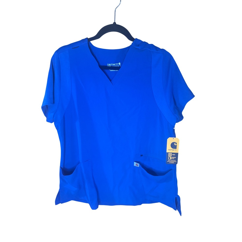 Carhartt Force Rugged Flex Scrub Top Royal Blue V-Neck C13210 RYL Womens L